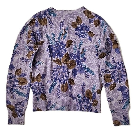 Vtg Liz Claiborne juniors sweater size M Floral Button Up Lightweight Cardigan - Picture 7 of 9